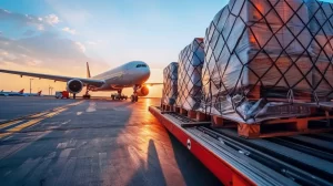 air freight service - cargo prepared for airplane loading